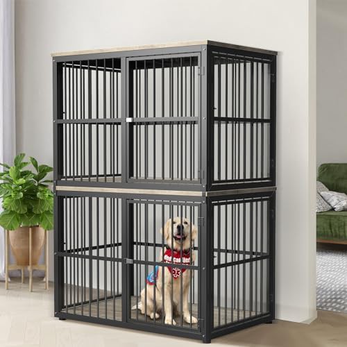 Grey stackable furniture dog crate 43 inch