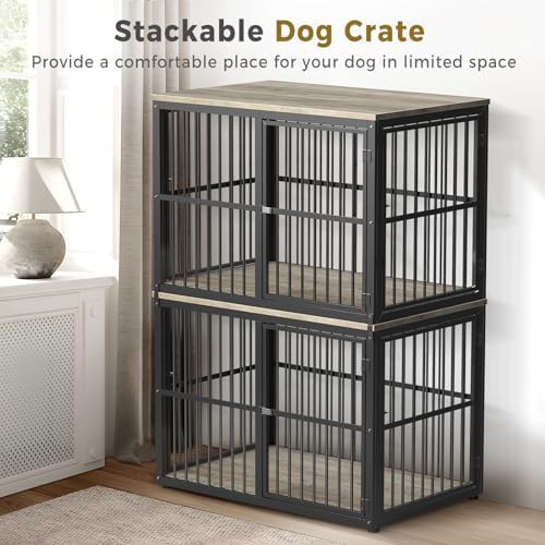 Grey stackable furniture dog crate 43 inch — photo 3