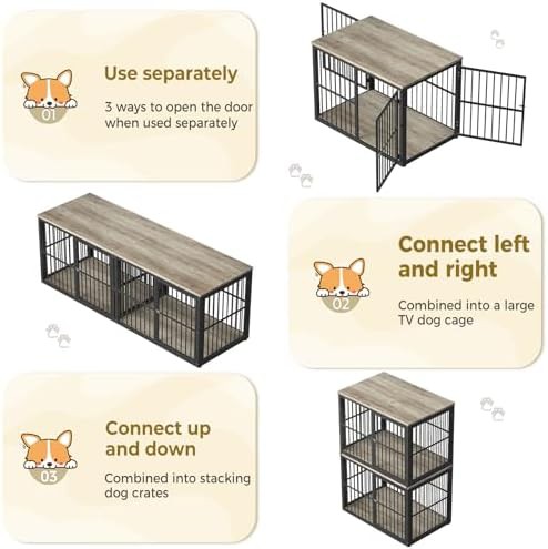 Grey stackable furniture dog crate 43 inch — photo 4