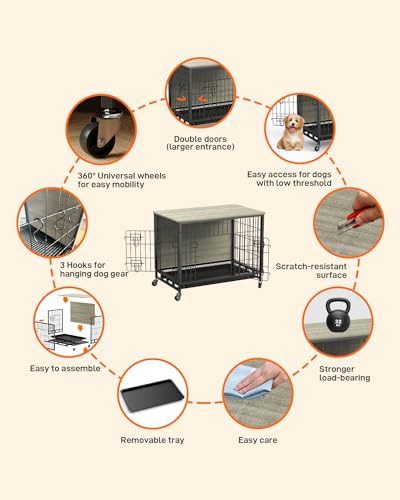 Rustic gray medium dog crate with dual access — photo 3