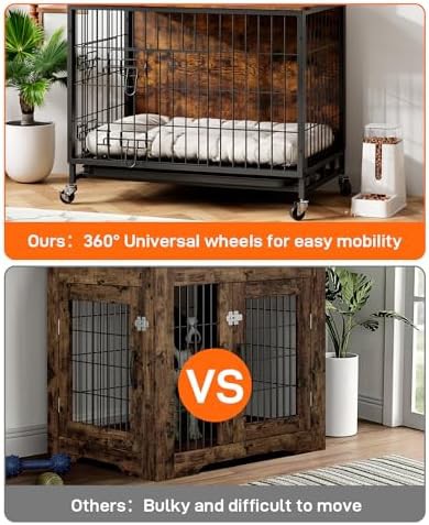 Rustic gray medium dog crate with dual access — photo 4