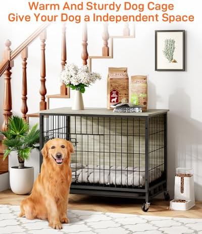 Rustic gray medium dog crate with dual access — photo 5