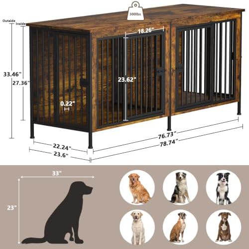 Brown wooden furniture double dog crate — photo 4