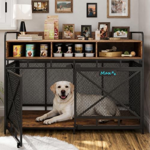 Heavy duty wooden dog crate with three drawers