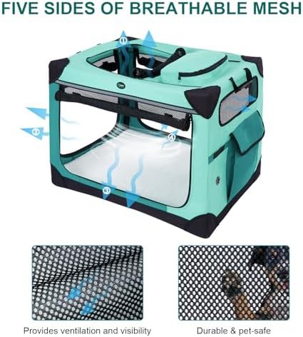 Collapsible Travel Dog Crate in Green — photo 3