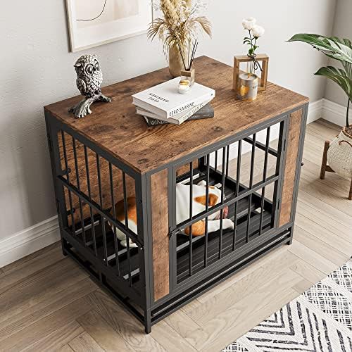 Rustic black and brown furniture dog crate