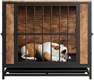 Rustic black and brown furniture dog crate — photo 4