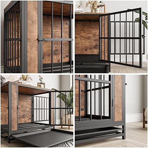 Rustic black and brown furniture dog crate — photo 5
