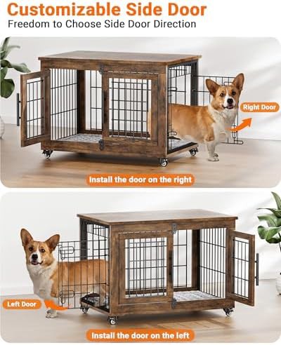 Rustic Brown Wooden Indoor Dog Kennel 32.5 Inch — photo 5