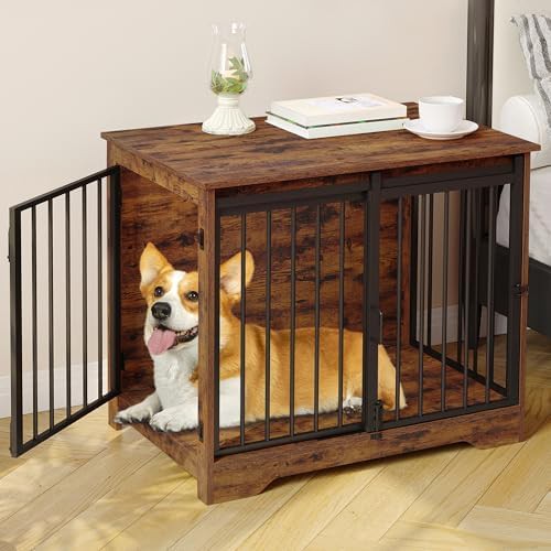 Medium indoor dog kennel with sliding door