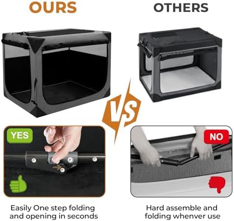 Collapsible soft travel crate in dark gray — photo 3