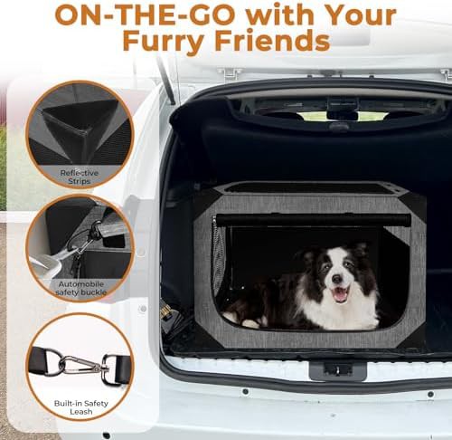 Collapsible soft travel crate in dark gray — photo 5