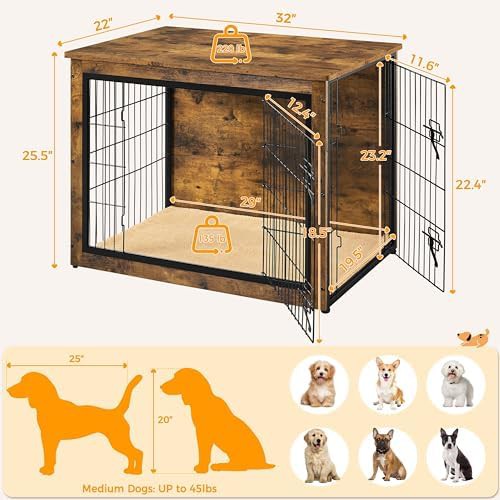Yaheetech 32 inch wooden dog crate furniture — photo 3