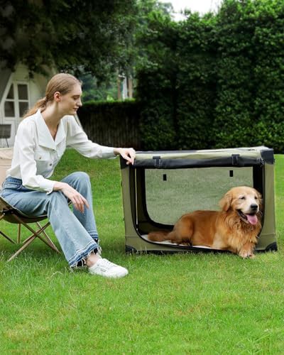 Green 42 inch collapsible soft dog crate — photo 5