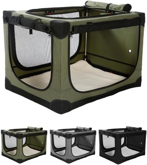 Green large breed collapsible mesh dog crate