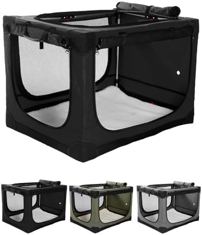 Black large breed mesh soft dog crate