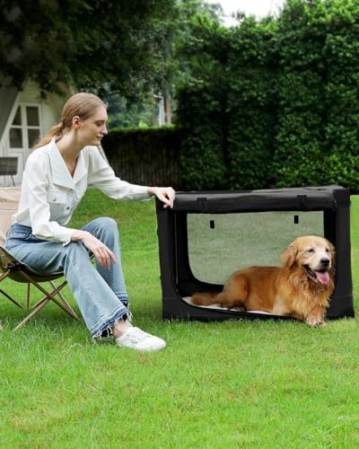 Black large breed mesh soft dog crate — photo 4