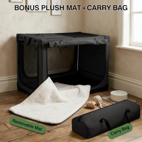 Black large breed mesh soft dog crate — photo 5