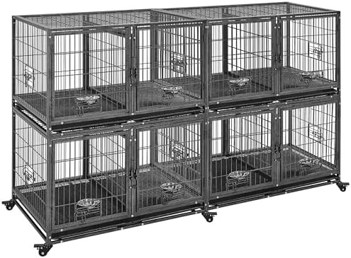 Yaheetech 42.5 inch stackable rolling dog cage