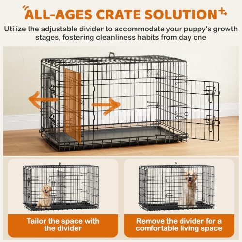 Yaheetech 42 inch double door metal dog kennel — photo 3