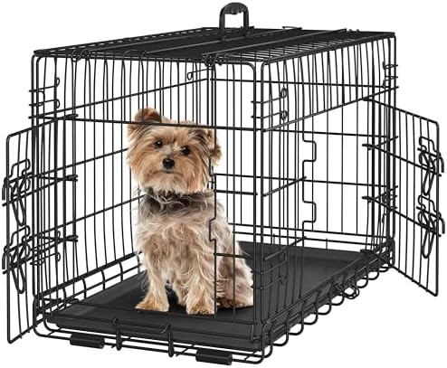 Yaheetech 30 inch double door collapsible metal kennel