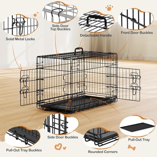 Yaheetech 30 inch double door collapsible metal kennel — photo 3