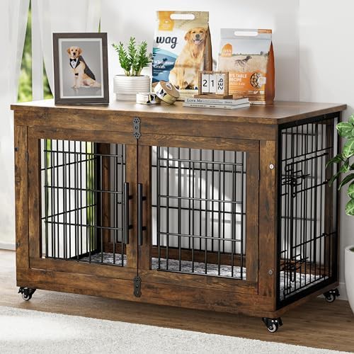 Rustic Brown Furniture Style Dog Crate 38.5 Inch