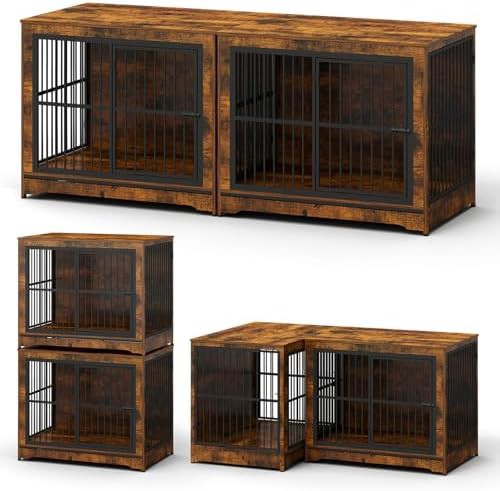 Double corner wooden furniture dog crate