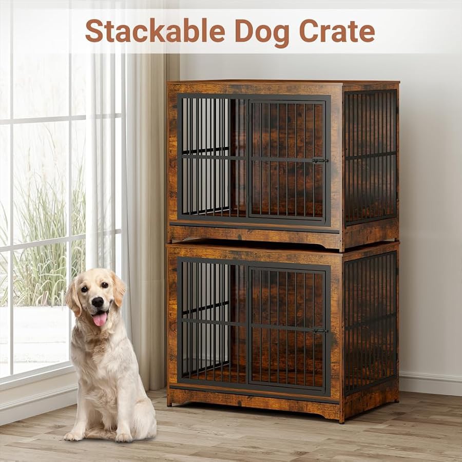 Double corner wooden furniture dog crate — photo 3