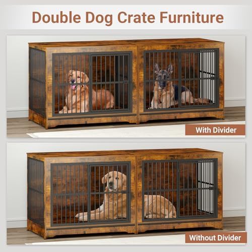 Double corner wooden furniture dog crate — photo 4