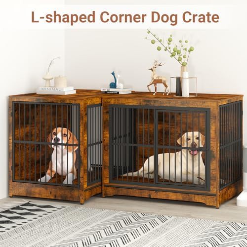 Double corner wooden furniture dog crate — photo 5