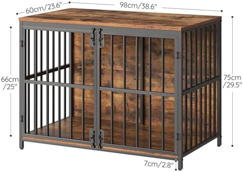 Rustic brown double door dog kennel — photo 3