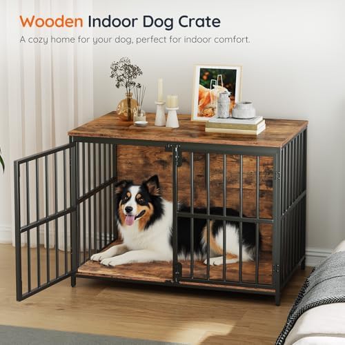 Rustic brown double door dog kennel — photo 4
