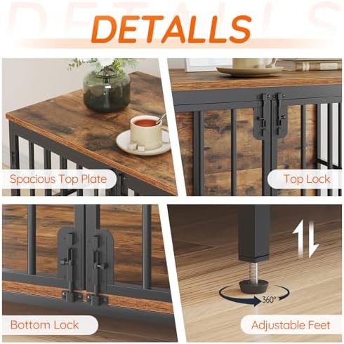 Rustic brown double door dog kennel — photo 5