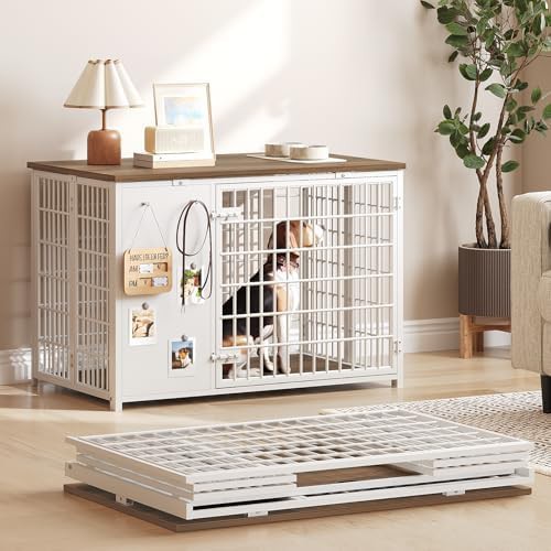 Foldable dog crate with DIY frame and hooks