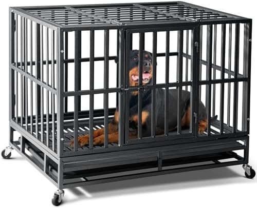 Reinforced baseplate steel dog crate 38 inch