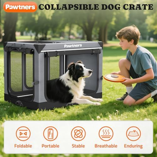 Foldable soft sided travel kennel in grey — photo 4