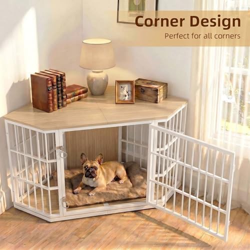 Natural Wood Corner Dog Crate Furniture 52 Inch — photo 4