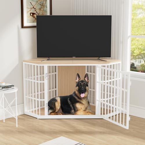 Natural Wood Corner Dog Crate Furniture 52 Inch — photo 5