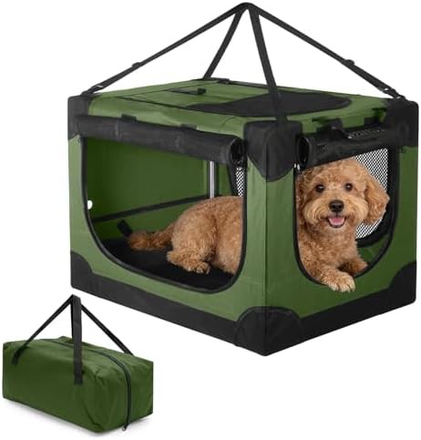 Green soft sided portable travel crate