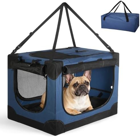 Blue Collapsible Soft Sided Travel Crate