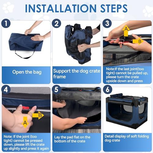 Blue Collapsible Soft Sided Travel Crate — photo 4