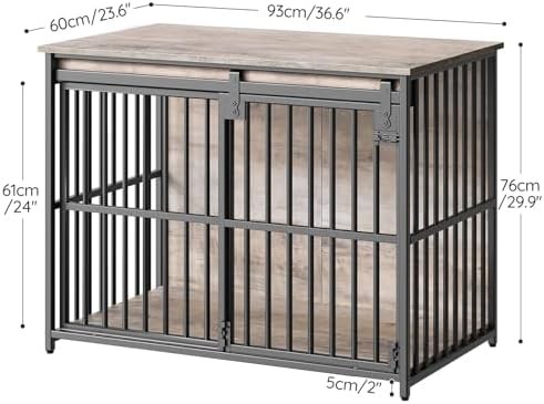 Greige sliding barn door dog kennel — photo 3