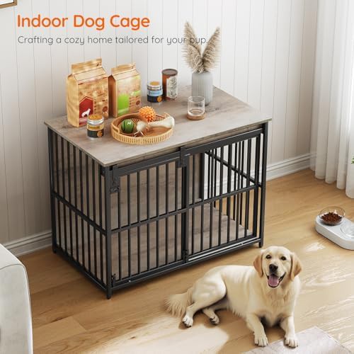 Greige sliding barn door dog kennel — photo 4