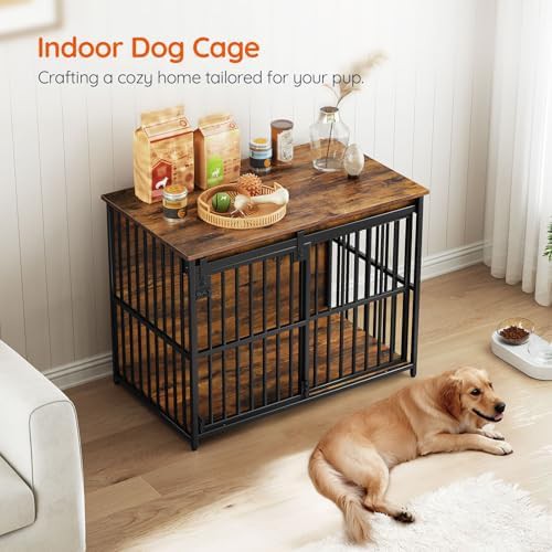 Rustic brown sliding barn door kennel — photo 4
