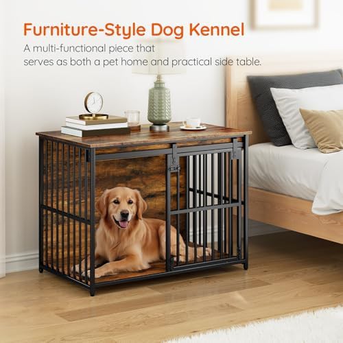 Rustic brown sliding barn door kennel — photo 5