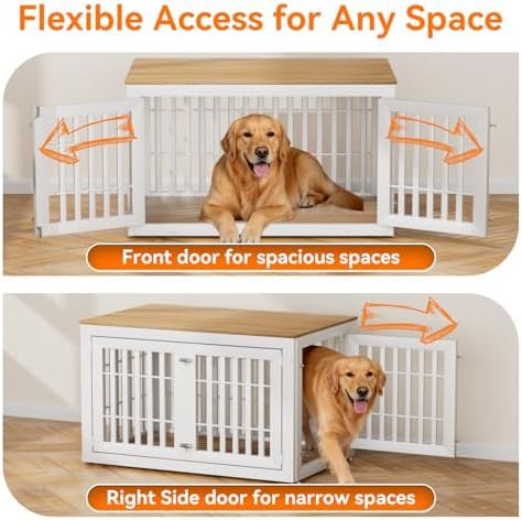 White and Wood XXL Furniture Dog Crate — photo 4