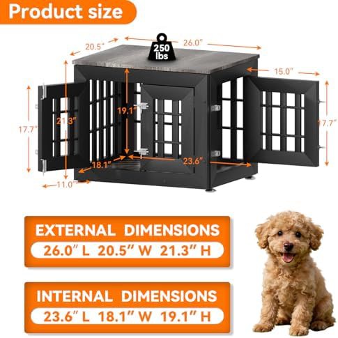 Black and Grey Wooden Furniture Dog Crate — photo 3