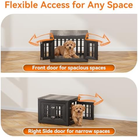 Black and Grey Wooden Furniture Dog Crate — photo 4