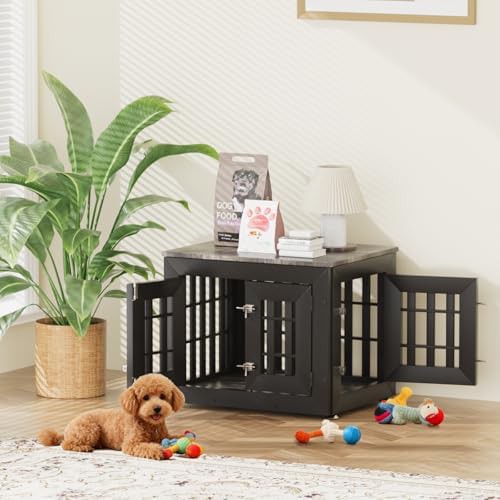 Black and Grey Wooden Furniture Dog Crate — photo 5